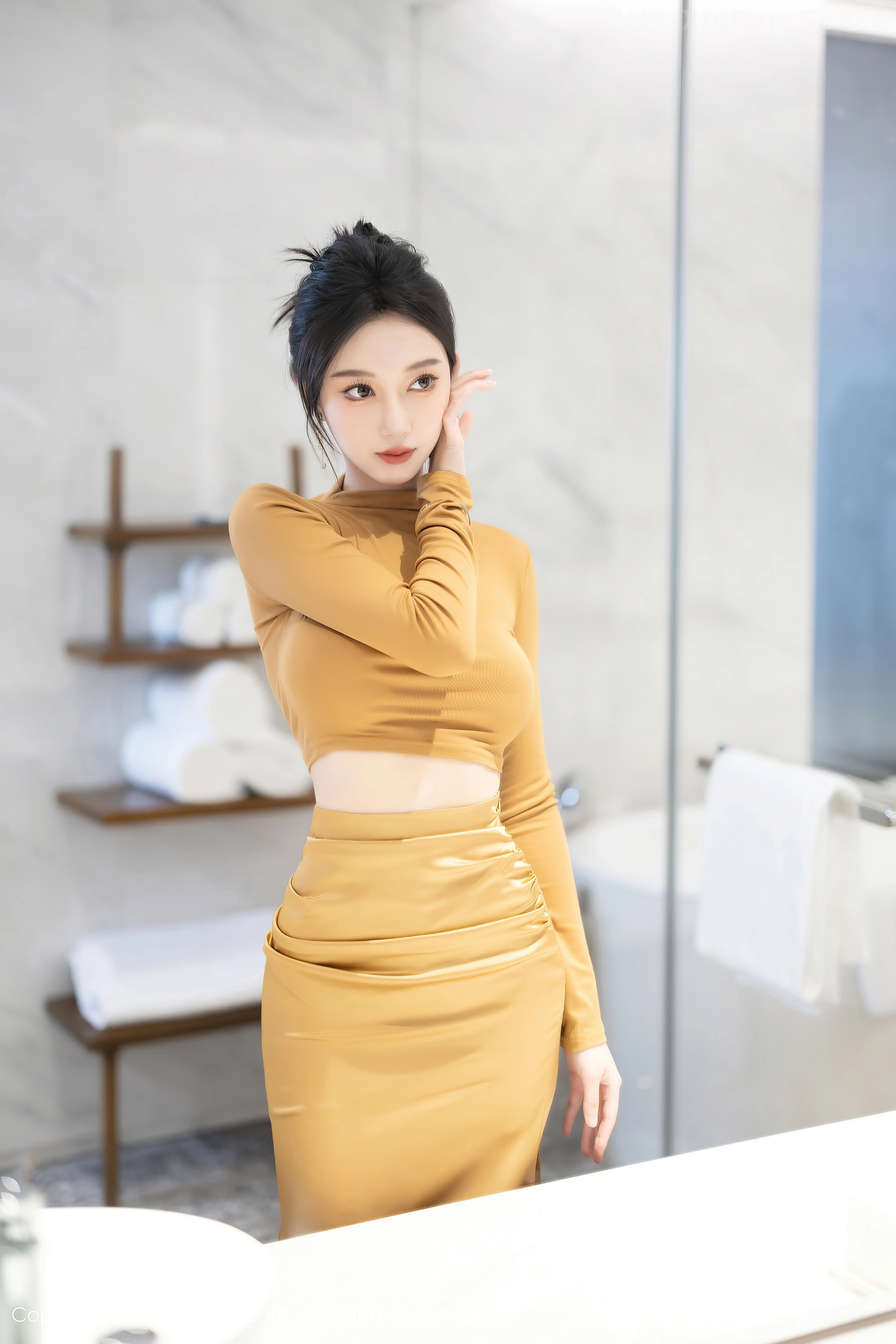 图片[6]-[XiuRen秀人网]VOL.8574 模特玥儿玥性感黄色长裙配原色丝袜+黑色情趣内衣惹火诱惑写真81P-秀人网官方网站